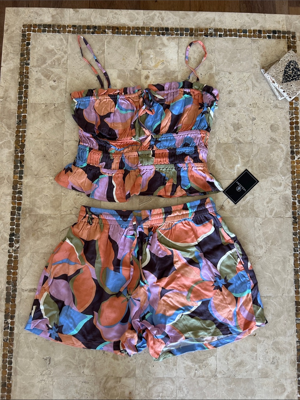 NWT Volcom Floral‎ Coastal Girly Cami Top and Solar Flare Shorts Women’s Size S